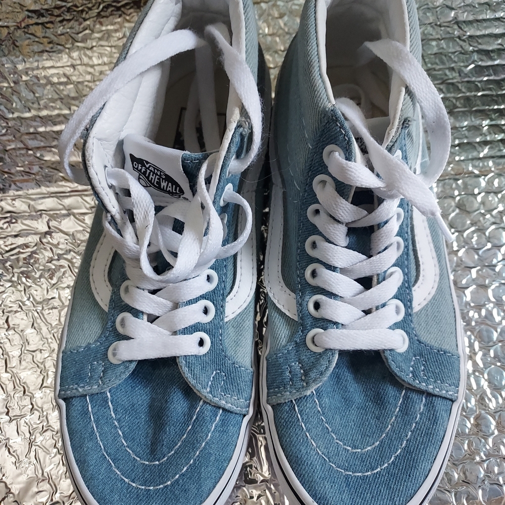 Vans Blue and White High-Top Sneakers